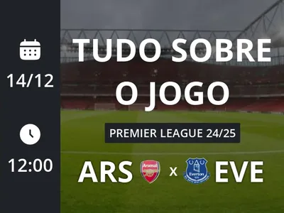 Arsenal x Everton: placar ao vivo, escalações, lances, gols e mais