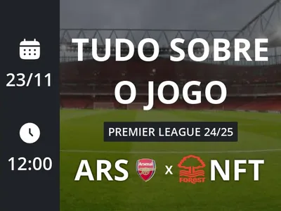 Arsenal x Nottingham Forest: placar ao vivo, escalações, lances, gols e mais