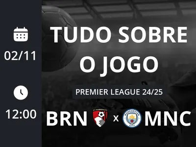 Bournemouth x Manchester City: placar ao vivo, escalações, lances, gols e mais