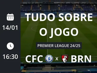 Chelsea x Bournemouth: placar ao vivo, escalações, lances, gols e mais