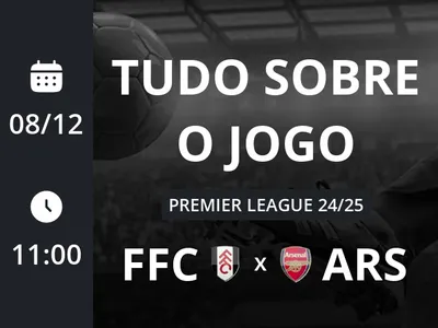 Fulham x Arsenal: placar ao vivo, escalações, lances, gols e mais