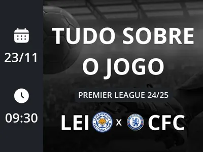 Leicester City x Chelsea: placar ao vivo, escalações, lances, gols e mais