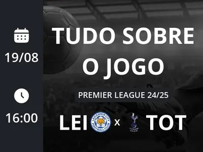 Leicester City x Tottenham: placar ao vivo, escalações, lances, gols e mais