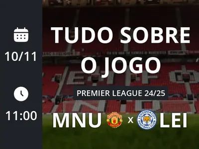 Manchester United x Leicester City: placar ao vivo, escalações, lances, gols e mais