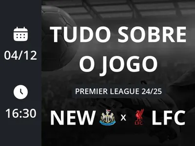 Newcastle x Liverpool: placar ao vivo, escalações, lances, gols e mais