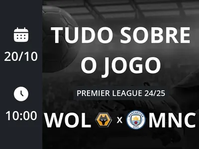 Wolverhampton x Manchester City: placar ao vivo, escalações, lances, gols e mais