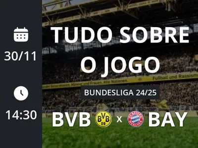 Borussia Dortmund x Bayern: placar ao vivo, escalações, lances, gols e mais