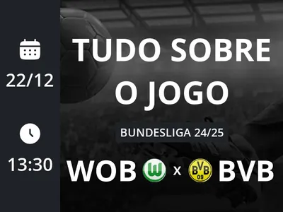 Wolfsburg x Borussia Dortmund: placar ao vivo, escalações, lances, gols e mais