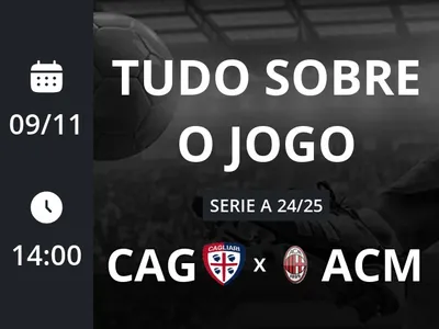 Cagliari x Milan: placar ao vivo, escalações, lances, gols e mais