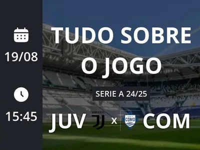 Juventus x Como 1907: placar ao vivo, escalações, lances, gols e mais