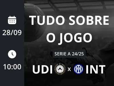 Udinese x Internazionale: placar ao vivo, escalações, lances, gols e mais