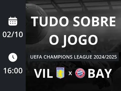 Aston Villa x Bayern: placar ao vivo, escalações, lances, gols e mais