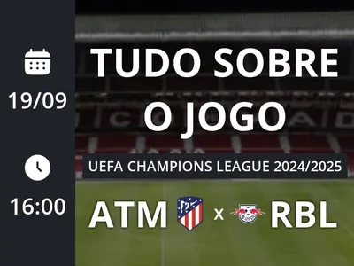 Atlético de Madrid x RB Leipzig: placar ao vivo, escalações, lances, gols e mais