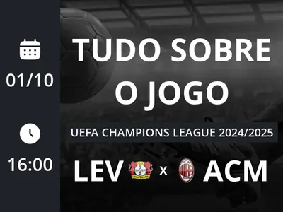 Bayer Leverkusen x Milan: placar ao vivo, escalações, lances, gols e mais