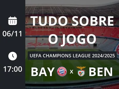 Bayern x Benfica: placar ao vivo, escalações, lances, gols e mais