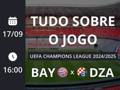 Bayern x Dínamo Zagreb: placar ao vivo, escalações, lances, gols e mais