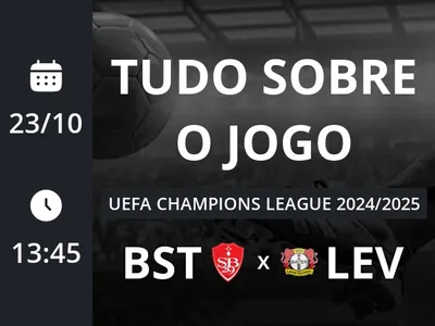 Brest x Bayer Leverkusen: placar ao vivo, escalações, lances, gols e mais