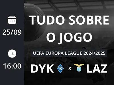 Dinamo de Kiev x Lazio: placar ao vivo, escalações, lances, gols e mais