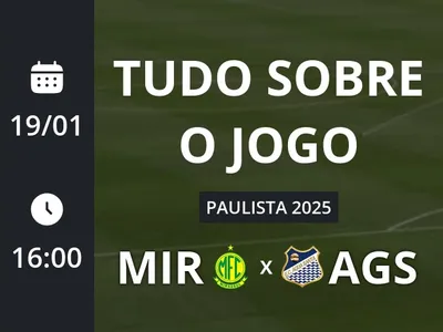 Mirassol x Água Santa: placar ao vivo, escalações, lances, gols e mais