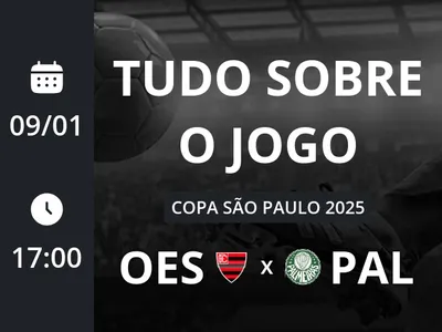 Oeste Sub-20 x Palmeiras Sub-20: placar ao vivo, escalações, lances, gols e mais