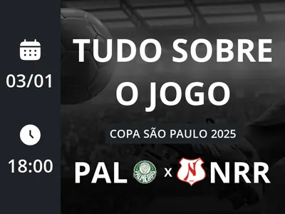 Palmeiras Sub-20 x Náutico-RR Sub-20: placar ao vivo, escalações, lances, gols e mais