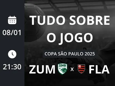 Zumbi Sub-20 x Flamengo Sub-20: placar ao vivo, escalações, lances, gols e mais