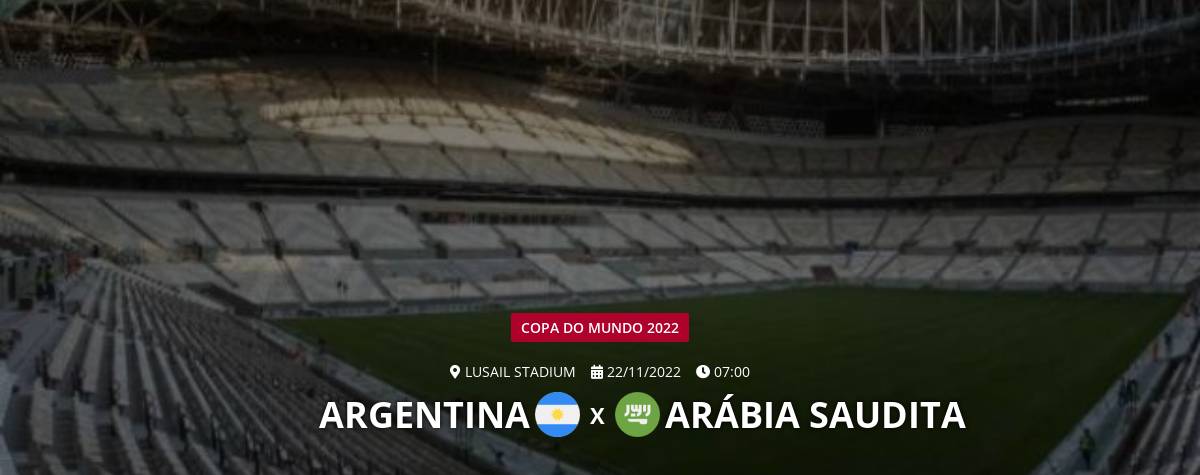 Argentina x Arábia Saudita: que horas é o jogo da Copa hoje?