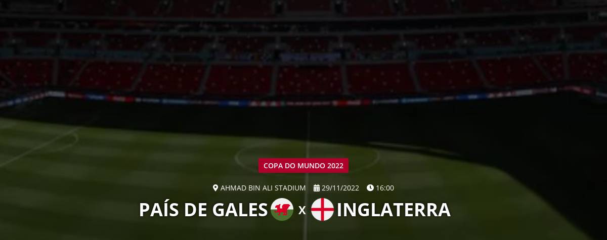 GALES E INGLATERRA AO VIVO - COPA DO MUNDO 2022 AO VIVO - 3ª RODADA 