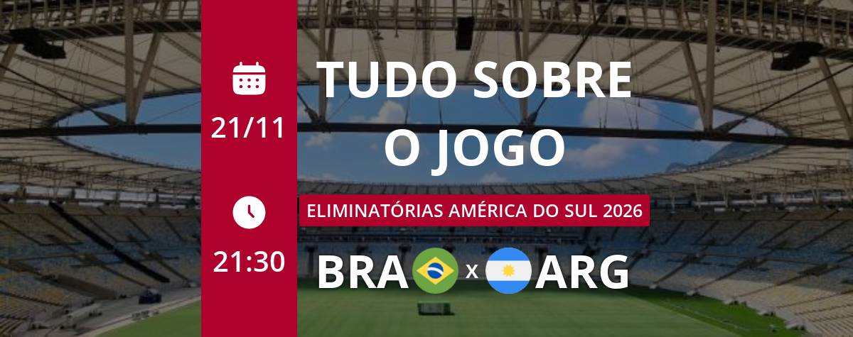 Que horas é Brasil x Argentina hoje (21/11)?