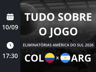 Colômbia x Argentina: placar ao vivo, escalações, lances, gols e mais