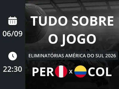 Peru x Colômbia: placar ao vivo, escalações, lances, gols e mais