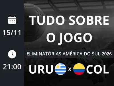 Uruguai x Colômbia: que horas é o jogo hoje, onde vai ser e mais