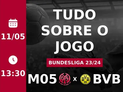 Mainz 05 x Borussia Dortmund: placar ao vivo, escalações, lances, gols e mais