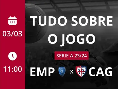 Empoli x Cagliari: que horas é o jogo hoje, onde vai ser e mais