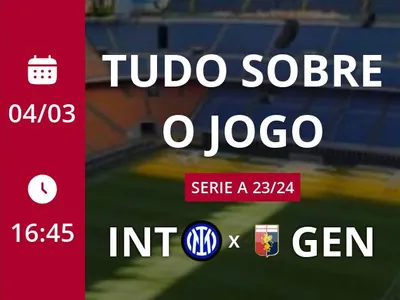 Internazionale x Genoa: que horas é o jogo hoje, onde vai ser e mais