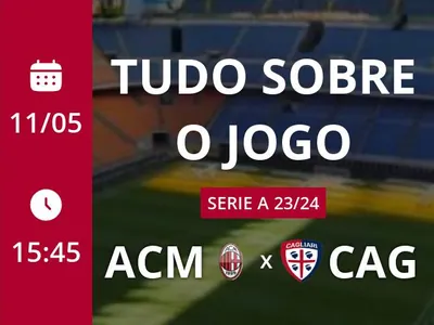 Milan x Cagliari: placar ao vivo, escalações, lances, gols e mais