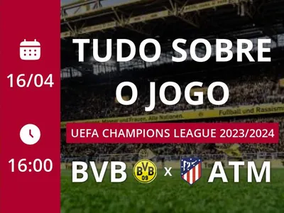 Borussia Dortmund x Atlético de Madrid: placar ao vivo, escalações, lances, gols e mais