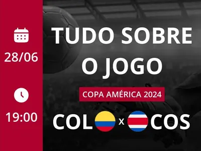 Colômbia x Costa Rica: placar ao vivo, escalações, lances, gols e mais