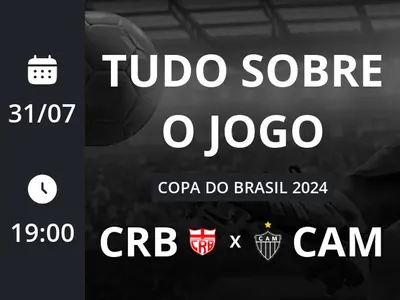 CRB x Atlético-MG: que horas é o jogo hoje, onde vai ser e mais