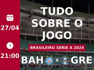 Bahia x Grêmio: placar ao vivo, escalações, lances, gols e mais