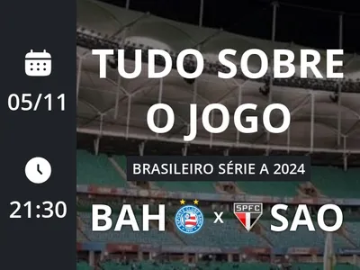 Bahia x São Paulo: placar ao vivo, escalações, lances, gols e mais