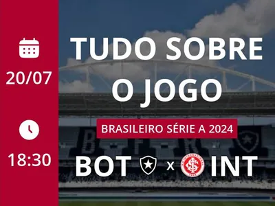 Botafogo x Internacional: placar ao vivo, escalações, lances, gols e mais