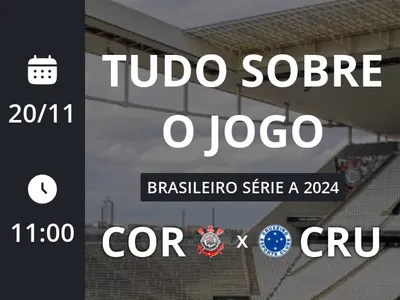 Corinthians x Cruzeiro: placar ao vivo, escalações, lances, gols e mais