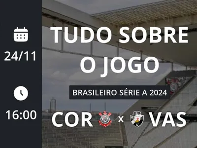 Corinthians x Vasco: placar ao vivo, escalações, lances, gols e mais