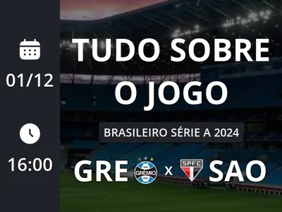 Grêmio x São Paulo: placar ao vivo, escalações, lances, gols e mais