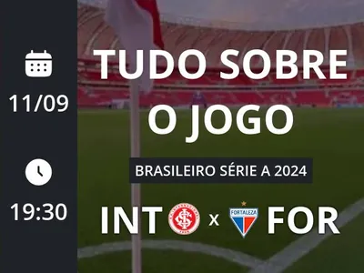 Internacional x Fortaleza: placar ao vivo, escalações, lances, gols e mais