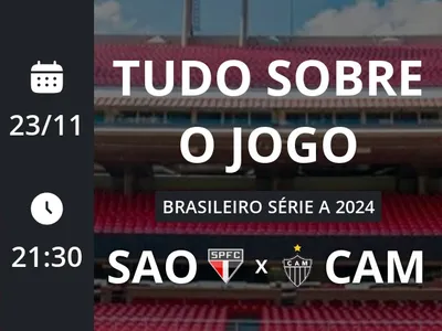 São Paulo x Atlético-MG: placar ao vivo, escalações, lances, gols e mais