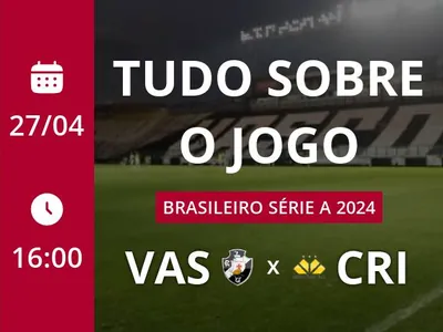Vasco x Criciúma: placar ao vivo, escalações, lances, gols e mais