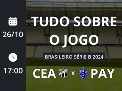 Ceará x Paysandu: placar ao vivo, escalações, lances, gols e mais