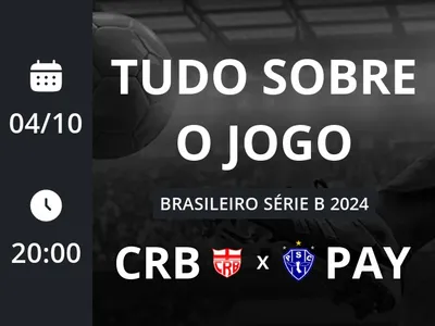 CRB x Paysandu: placar ao vivo, escalações, lances, gols e mais